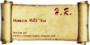 Hamza Réka névjegykártya